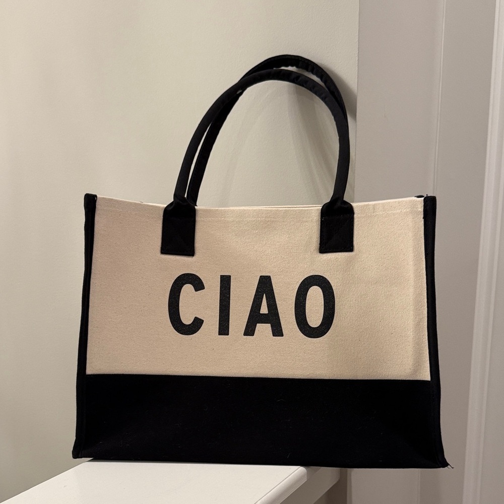 Ciao Black and Cream Tote Bag